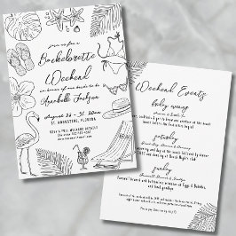 Hand getrokken Tropical Beach vrijgezellenfeest Kaart