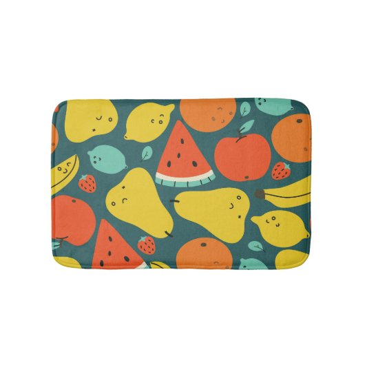 Hand getrokken tropisch fruitpatroon badmat (Voorkant)