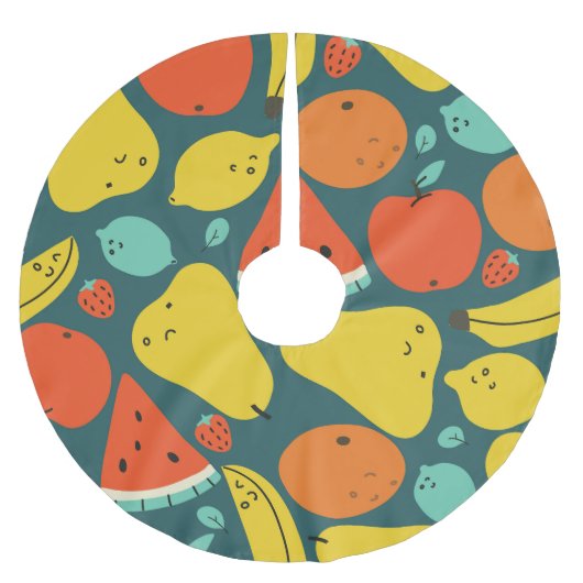 Hand getrokken tropisch fruitpatroon kerstboom rok (Voorkant)