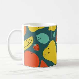 Hand getrokken tropisch fruitpatroon koffiemok