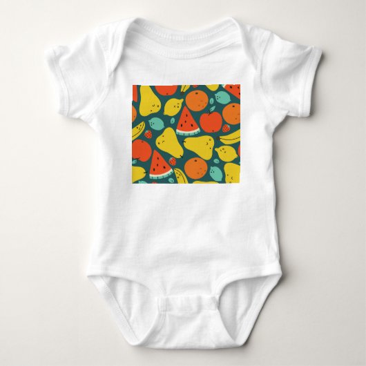 Hand getrokken tropisch fruitpatroon romper (Voorkant)