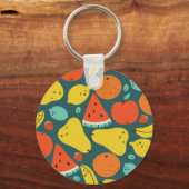 Hand getrokken tropisch fruitpatroon sleutelhanger (Achterkant)