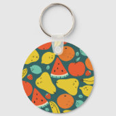 Hand getrokken tropisch fruitpatroon sleutelhanger (Achterkant)