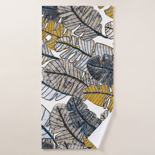 Hand getrokken: tropische bladeren badhanddoek (Badhanddoek)