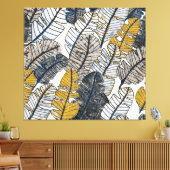 Hand getrokken: tropische bladeren canvas afdruk (Insitu (Woonkamer))