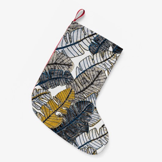 Hand getrokken: tropische bladeren kleine kerstsok (Voorkant (Hangend))