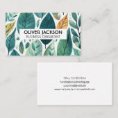 Hand getrokken tropische bladeren patroon visitekaartje (Voorkant / Achterkant)