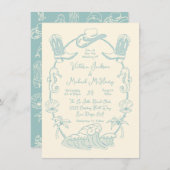 Hand getrokken Tropische Kust Cowboy Strand Bruilo Kaart (Voorkant / Achterkant)