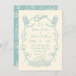 Hand getrokken Tropische Kust Cowboy Strand Bruilo Kaart