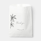 Hand getrokken tropische palmbomen bestemming brui bedankzakje (Voorkant)
