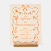 Hand getrokken Tropische Wedding Bar Drink Menu Acryl Bord (Voorkant)