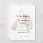 Hand getrokken trouwjurk Floral Vrijgezellenfeest Kaart (Voorkant)