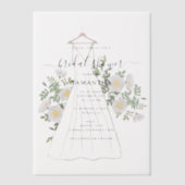 Hand getrokken trouwjurk Floral Vrijgezellenfeest Vellum Uitnodigingen (Voorkant)