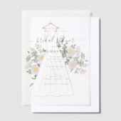 Hand getrokken trouwjurk Floral Vrijgezellenfeest Vellum Uitnodigingen (Offset)