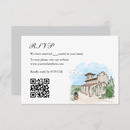 Hand getrokken trouwlocatie herenhuis illustratie  informatiekaartje (Voorkant / Achterkant)