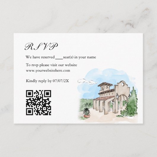 Hand getrokken trouwlocatie herenhuis illustratie  informatiekaartje (Voorkant)