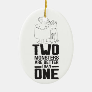 Hand getrokken twee Monster Art Monster Halloween Keramisch Ornament