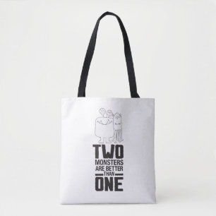 Hand getrokken twee Monster Art Monster Halloween Tote Bag