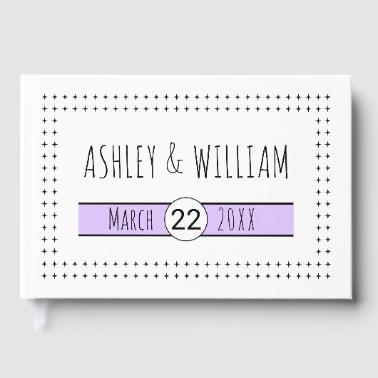 Hand getrokken typografie lilavendel geometrische  gastenboek (Voorkant)