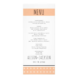 Hand getrokken typografie perzik bruiloft menukaar reclamekaart