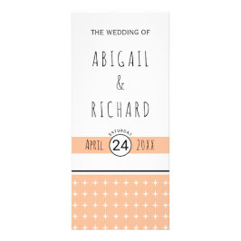 Hand getrokken typografie perzik bruiloft programm reclamekaart