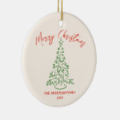  Hand Getrokken Unieke Boom Foto Kerst Keramisch Ornament (Rechts)