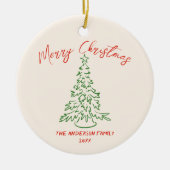  Hand Getrokken Unieke Boom Foto Kerst Keramisch Ornament (Voorkant)