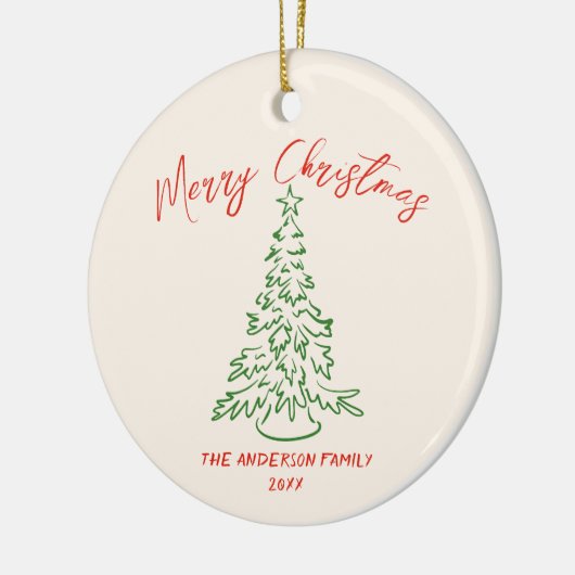  Hand Getrokken Unieke Boom Foto Kerst Keramisch Ornament (Links)