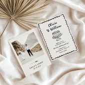 Hand getrokken unieke retro foto bruiloft kaart