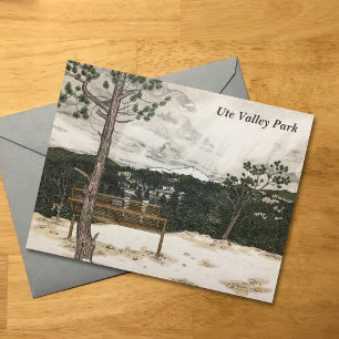 Hand getrokken Ute Valley Park Colorado Feestdagenkaart