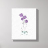 Hand getrokken vaas van Violet Rozen Canvas Afdruk (Voorkant)
