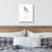 Hand getrokken vaas van Violet Rozen Canvas Afdruk (Insitu (Slaapkamer))