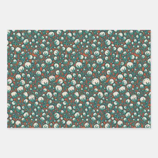 Hand getrokken vakantie bloemenset inpakpapier vel (Voorkant 2)