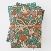 Hand getrokken vakantie bloemenset inpakpapier vel (In situ)