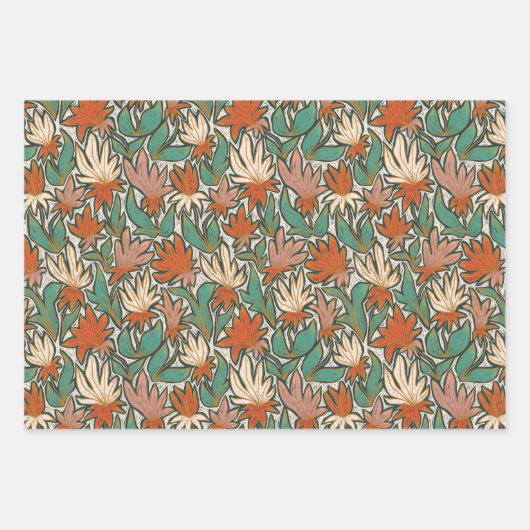 Hand getrokken vakantie bloemenset inpakpapier vel (Voorkant)