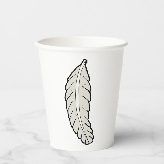 Hand getrokken veren minimalistische Natuur Papieren Bekers (Voorkant)