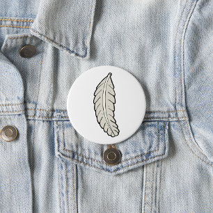 Hand getrokken veren minimalistische Natuur Ronde Button 7,6 Cm