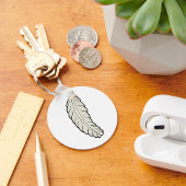 Hand getrokken veren minimalistische Natuur Sleutelhanger