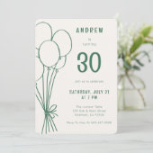 Hand getrokken Verjaardag Ballon Elke leeftijd Gro Kaart (Staand voorkant)