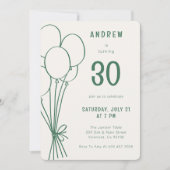 Hand getrokken Verjaardag Ballon Elke leeftijd Gro Kaart (Voorkant)