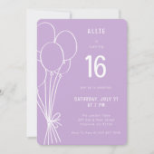 Hand getrokken verjaardag ballon elke leeftijd lav kaart (Voorkant)