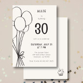 Hand getrokken verjaardag ballon elke leeftijd zwa kaart