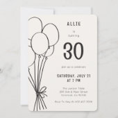 Hand getrokken verjaardag ballon elke leeftijd zwa kaart (Voorkant)