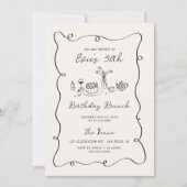 Hand getrokken verjaardagsbrunch Squiggle Lijst Kaart (Voorkant)