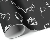 Hand getrokken verjaardagsfeestje cadeaupapier (Rol Hoek)
