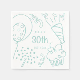 Hand getrokken verjaardagsfeestje elke leeftijd pa servet