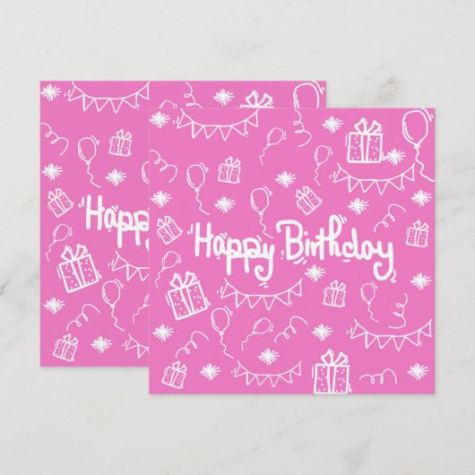 Hand getrokken verjaardagsuitnodigingskaart kaart (Voorkant / Achterkant)