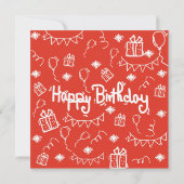 Hand getrokken verjaardagsuitnodigingskaart kaart (Achterkant)