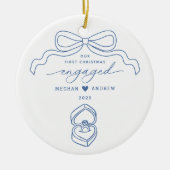 Hand getrokken verloofde kerst keramisch ornament (Voorkant)