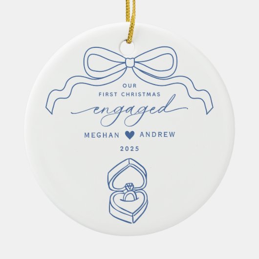 Hand getrokken verloofde kerst keramisch ornament (Voorkant)